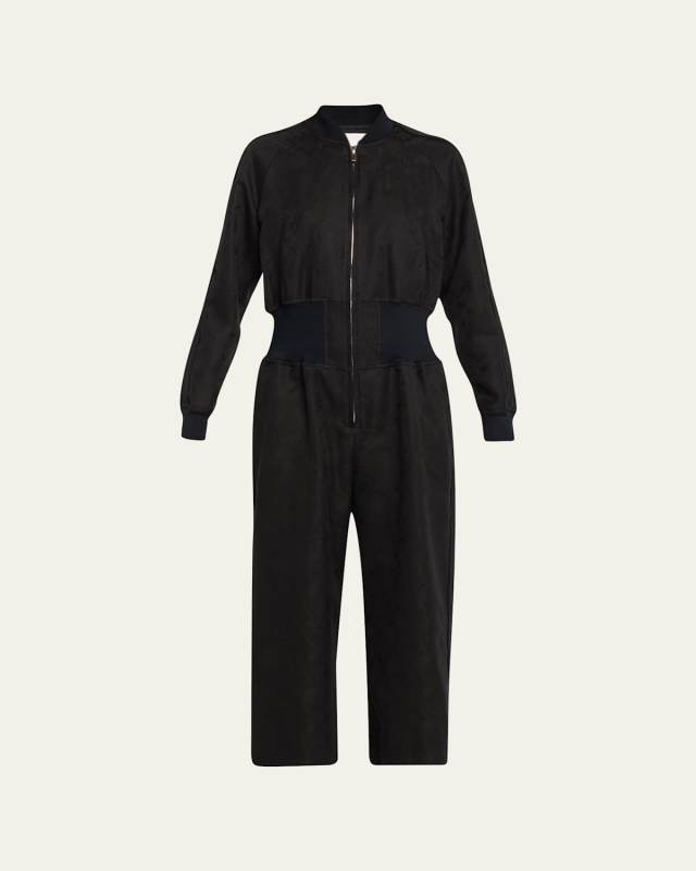 Embossed Long Sleeve Utility Jumpsuit